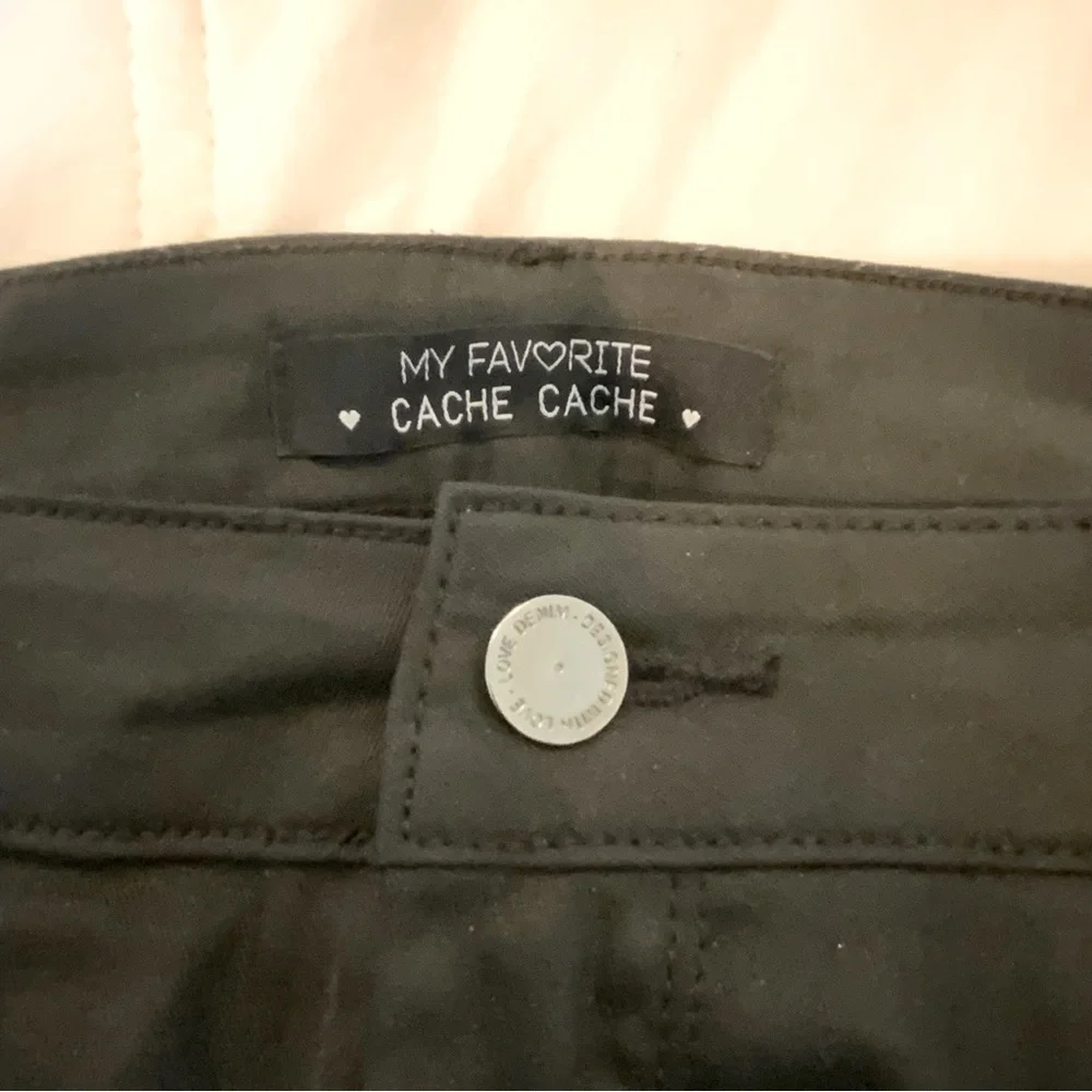 Cache Cache Skirt Ultra Micro Mini 5 Pocket Black Stretch  Size EU 40 US Large